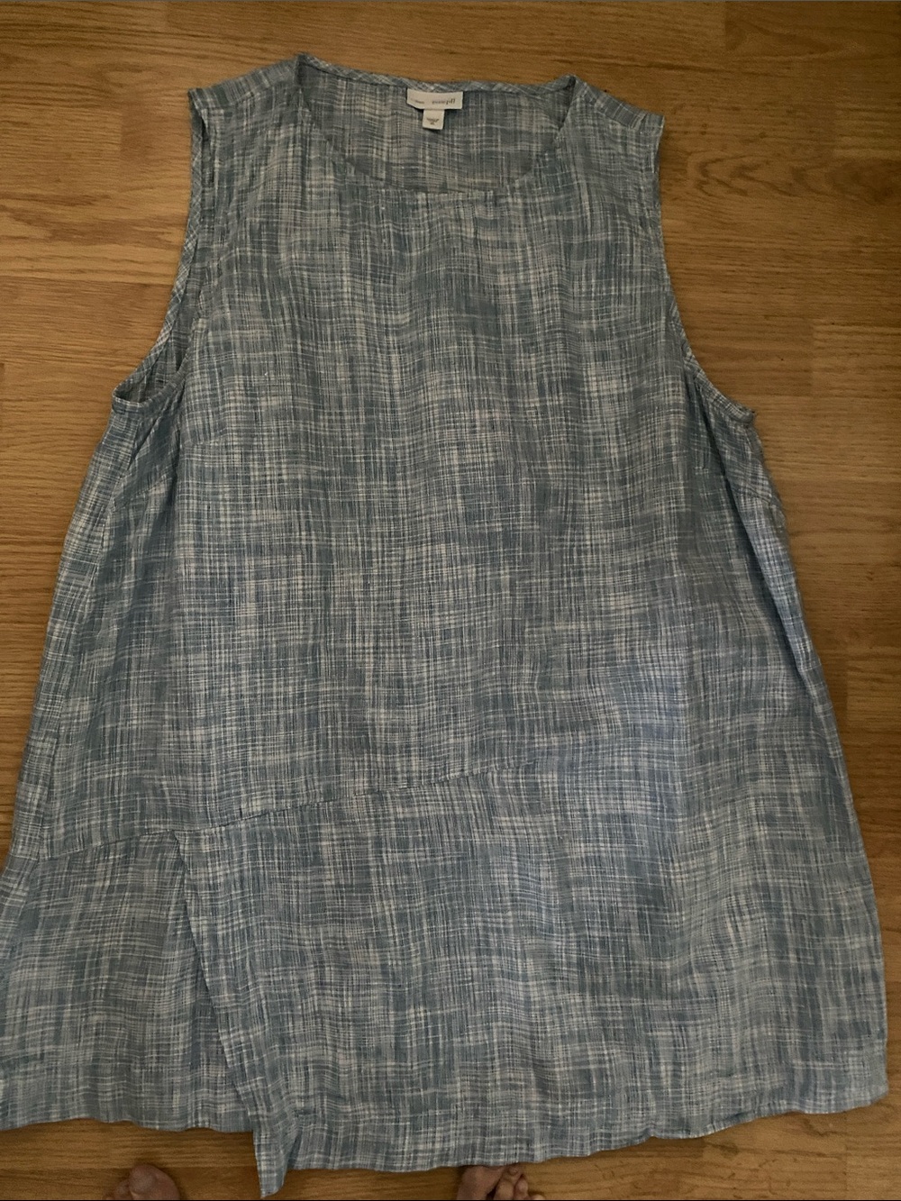 Preowned Jill Blue Heathered Sleeveless Linen-Tunic XL  Tall excellent
